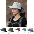 thumbnail image 2 of Women UV Protection Foldable Horsetail Hole Fisherman's Hat Big Wide-Brim Visor Men Fishing Hunting Climbing Cap Ponytail Sun Bucket Hats for Women Mesh Wide Brim Hiking Beach Fishing Summer Safari, 2 of 7