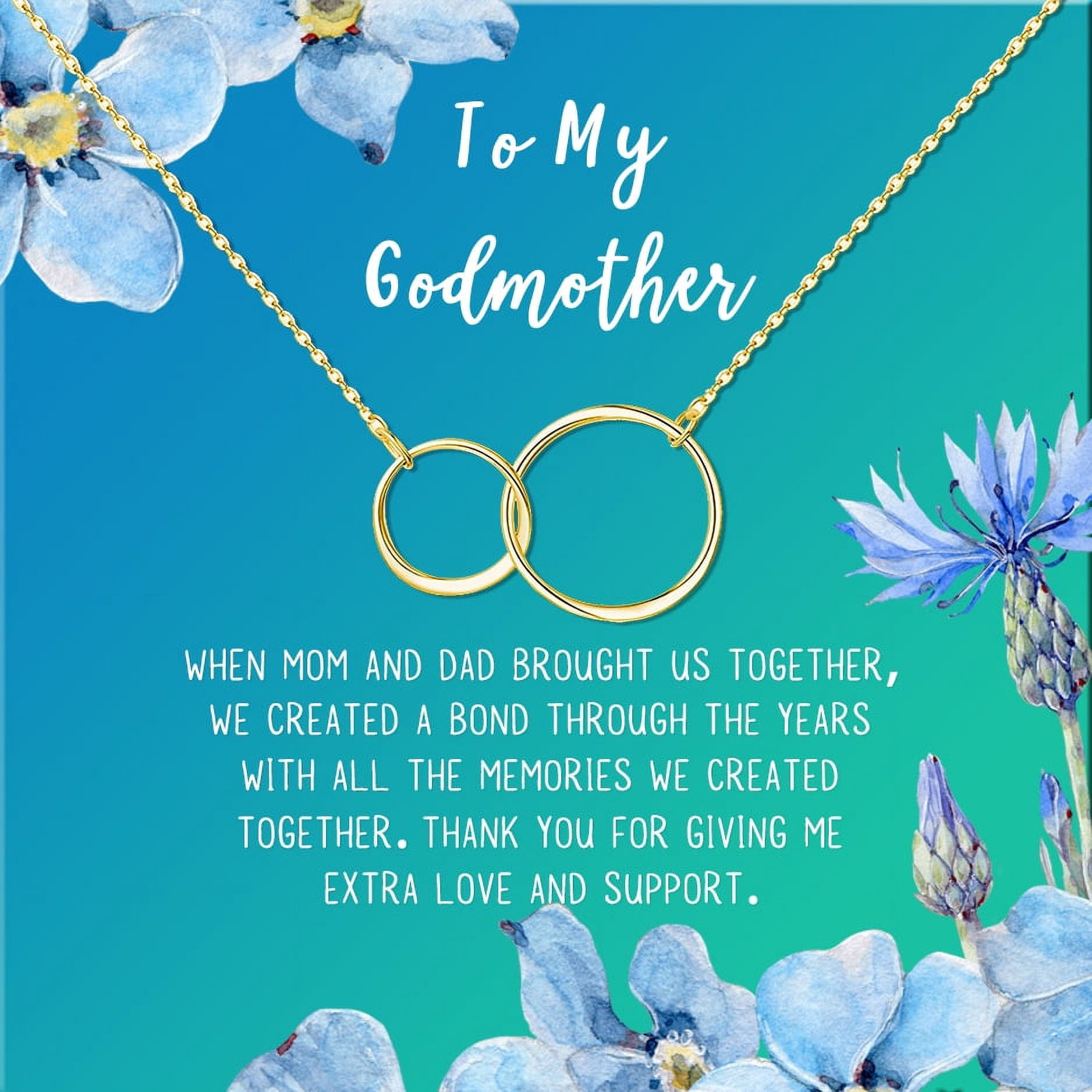 To My God Mother Mother's Day Gift, Gift for Her, Godmother's Day Gift, Godmother's Gift for Mother's Day, Godmother's Day Necklace and Card[Gold Infinity Ring,Blue-Green Gradient]