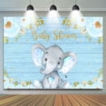 thumbnail image 1 of Toile de Fond de Baby Shower en Bois Bleu Floral et Éléphant, 1 of 6