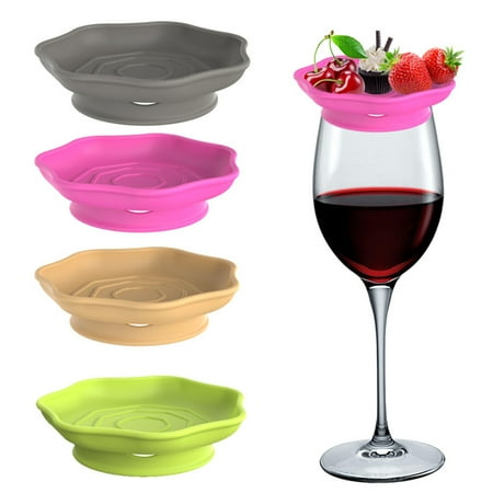 

Hariumiu 1/4Pcs Silicone Wine Glass Snack Tray Set Reusable Charcuterie Topper Coaster Food Grade Wine Glass Covers for Parties Wine Tasting Picnics