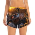 thumbnail image 4 of Lsque Lizard With Sunglasses Sunset Printed Women's Running Shorts with Liner Pockets,Elastic Quick Dry Workout Athletic Gym Yoga Shorts,Womens High Waist Shorts-Large, 4 of 9