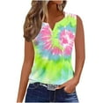 thumbnail image 2 of Nrmvnmi Plus Size Tank Tops for Women V Neck Sleeveless Tie Dye Shirt Casual Summer Solid Color Oversized Tanks Mothers Day Gifts, 2 of 5