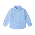thumbnail image 3 of JUMEYU Toddler Boy Button Down Shirt Boys' Cotton Dress Shirt Long Sleeve Casual School Uniform Woven Button Down Shirt 3T 4T (Blue,3-4 Years), 3 of 5