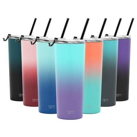 Simple Modern 24oz. Classic Tumbler Travel Mug with Clear Flip Lid & Straw - Coffee Vacuum Insulated Gift for Men and Women Beer Pint Cup - 18/8 Stainless Steel Water Bottle Ombre: Tropical Seas