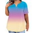 thumbnail image 1 of Women's Plus Size V-Neck Short Sleeve Blouse Casual Loose Flowy Top Lightweight Soft Polyester Spandex Printed Summer Spring Tunic, 1 of 8