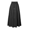 thumbnail image 3 of Falda De Verano Falda larga informal para mujer, traje de vacaciones de estilo bohemio de algodón de línea A (negro S) Kuymtek para Mujer Negro T M, 3 of 6