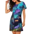 thumbnail image 2 of Haiem Cute Fuzzy Fantasy Creatures Print Women’s Short-sleeved Nightdress – Comfortable and Loose-Fit Sleepwear, Soft Cotton Sleep Shirt for Relaxing, Casual Nightdress, 2 of 6
