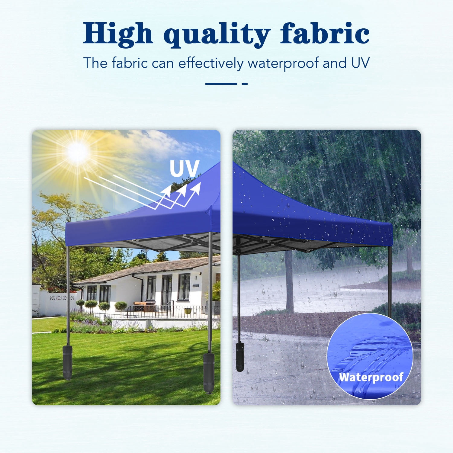 10x10 Pop up Canopy Tent for Outside, Waterproof Canopy Tents for Beach with UV Protection Outdoor Party Tent Canopy Straight Leg Shade Canopy, Blue