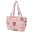 thumbnail image 2 of FORMRS Tote Bag for Women Quilted Large Capacity Travel Work Carry On Shoulder Handbag, Brown Hand Drawn Cups, 2 of 7