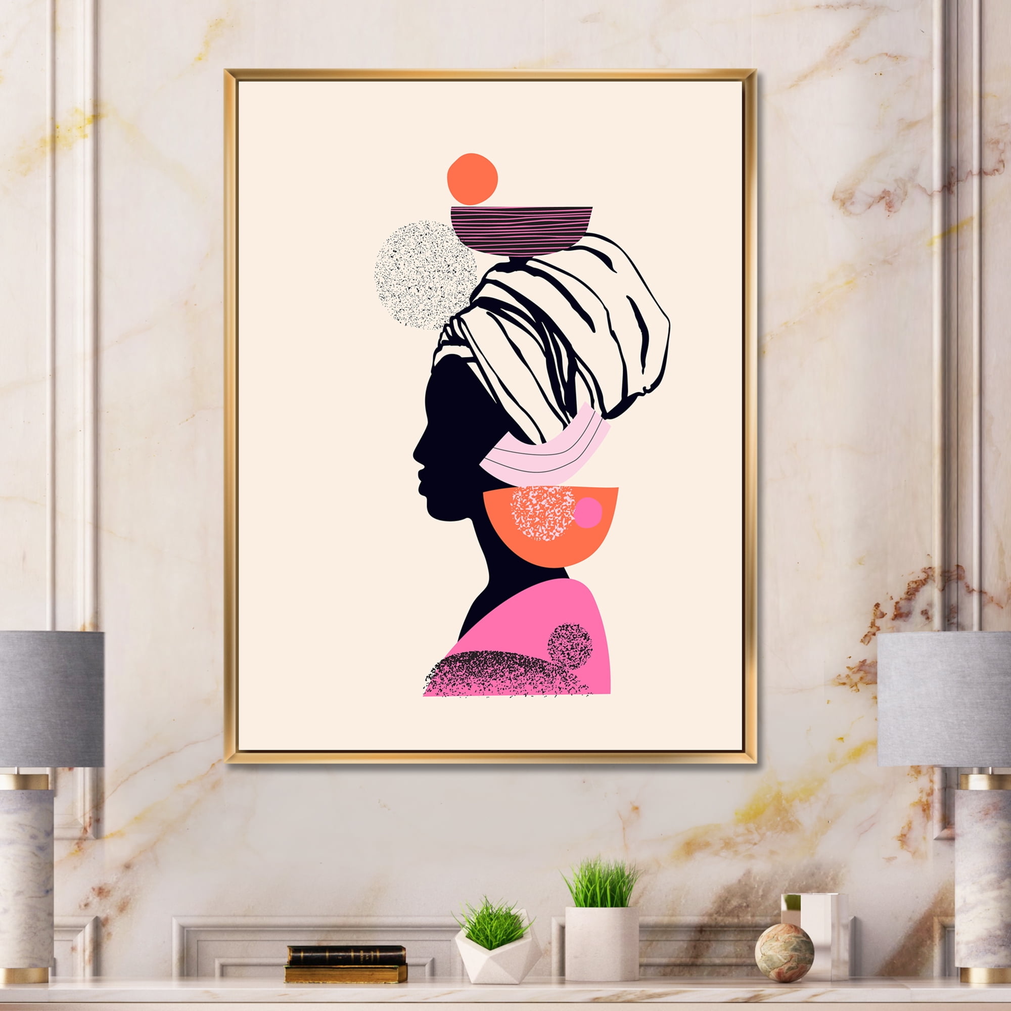 Designart 'Ethnic Portrait of African American Woman' Modern Framed Canvas Wall Art Print