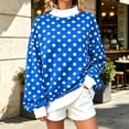 thumbnail image 5 of Womens Mock Neck Sweatshirts Oversized Pullover Polka Dot Fall Turtleneck,Fall Fashion Tops Long Sleeve Tops Casual Lounge Travel Work Hiking Tees Blue XL, 5 of 10