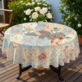 thumbnail image 4 of Pioneer Flower Floral Print Pattern Round Tablecloth 60 X 60 Inch, Wrinkle Resistant Wipeable Table Cloth for Kitchen Dining Picnic Patio Party, 4 of 6