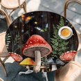 thumbnail image 2 of Mushrooms Round Tablecloth, Fitted Table Cover with Elastic for 55"-60" Round Tables, Butterfly Botanical Country Plants Black Table Cloth Outdoor Indoor Dinning Party Waterproof Tablecloths, 2 of 7
