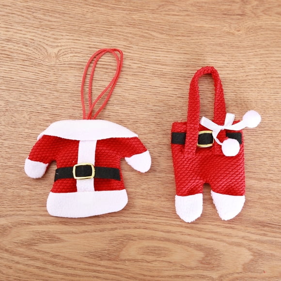 Juego de portacubertos navideños - Pantalones reutilizables para cuchillos y tenedores con cordón integrado para decoración de mesa navideña y artículos de fiesta