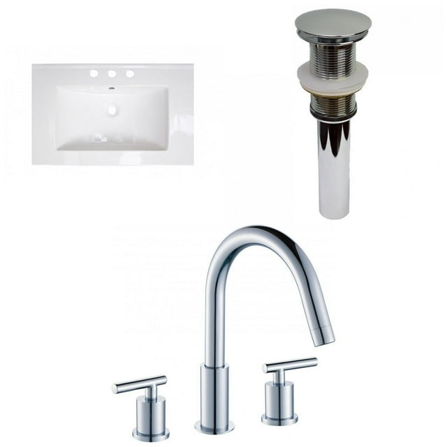 American Imaginations 23.75-in. W 3H8-in. Ceramic Top Set In White Color - Drain Incl. AI-32513