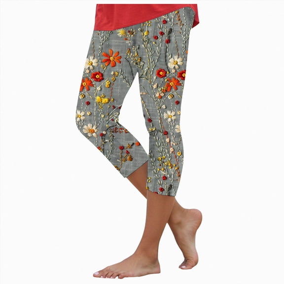 Mnuaqn Capri Leggings for Women High Waist Elastic Breathable Plus Size Yoga Pants with Pockets for Workout or Casual Wear (M, Light Gray)