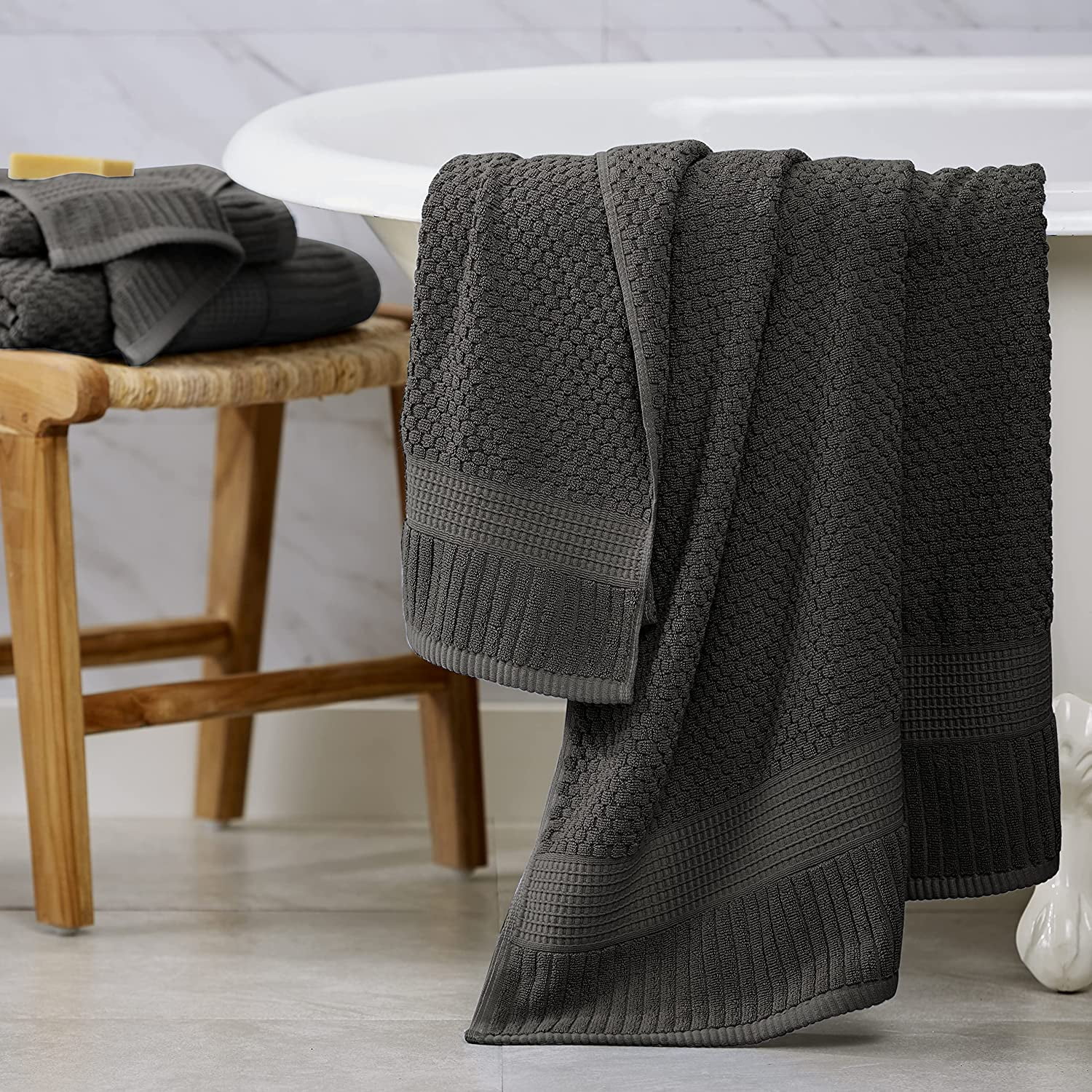 COTTON CRAFT 6 Piece Towel Set - 100% Cotton Bathroom Towels - Soft  Absorbent Sculpted Jacquard Velour Decorative Towel - 550 GSM Luxury Guest  Towel