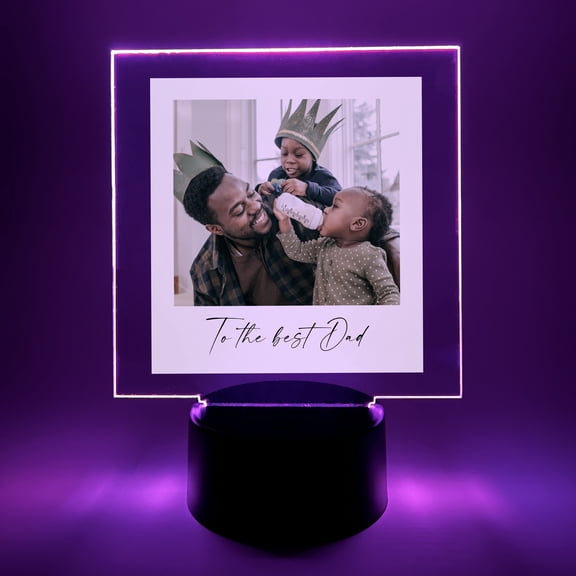 Custom Photo Picture LED Wood Stand Light Lamp Dad Love You Daddy Father Uncle Grandpa Engraved Free Personalized Message, Father's Day Gift