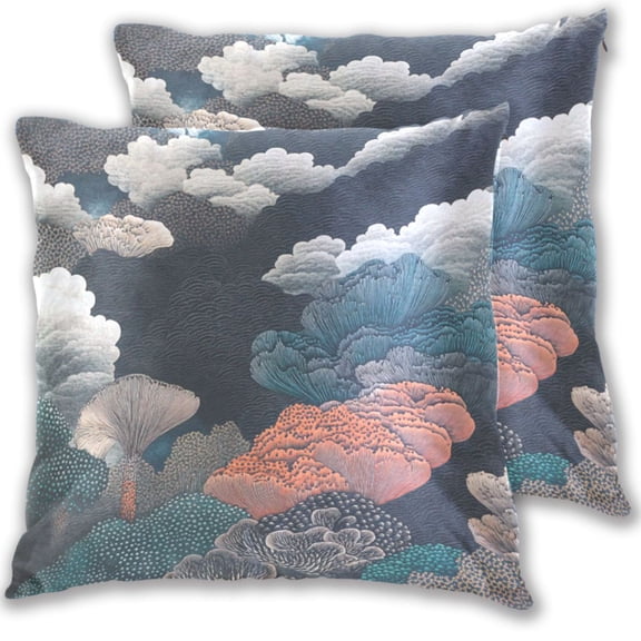 Colorful Nature Print Throw Pillow Covers 16x16 Inch 2 Packs Decorative Square for Living Room Couch Bed Sofa