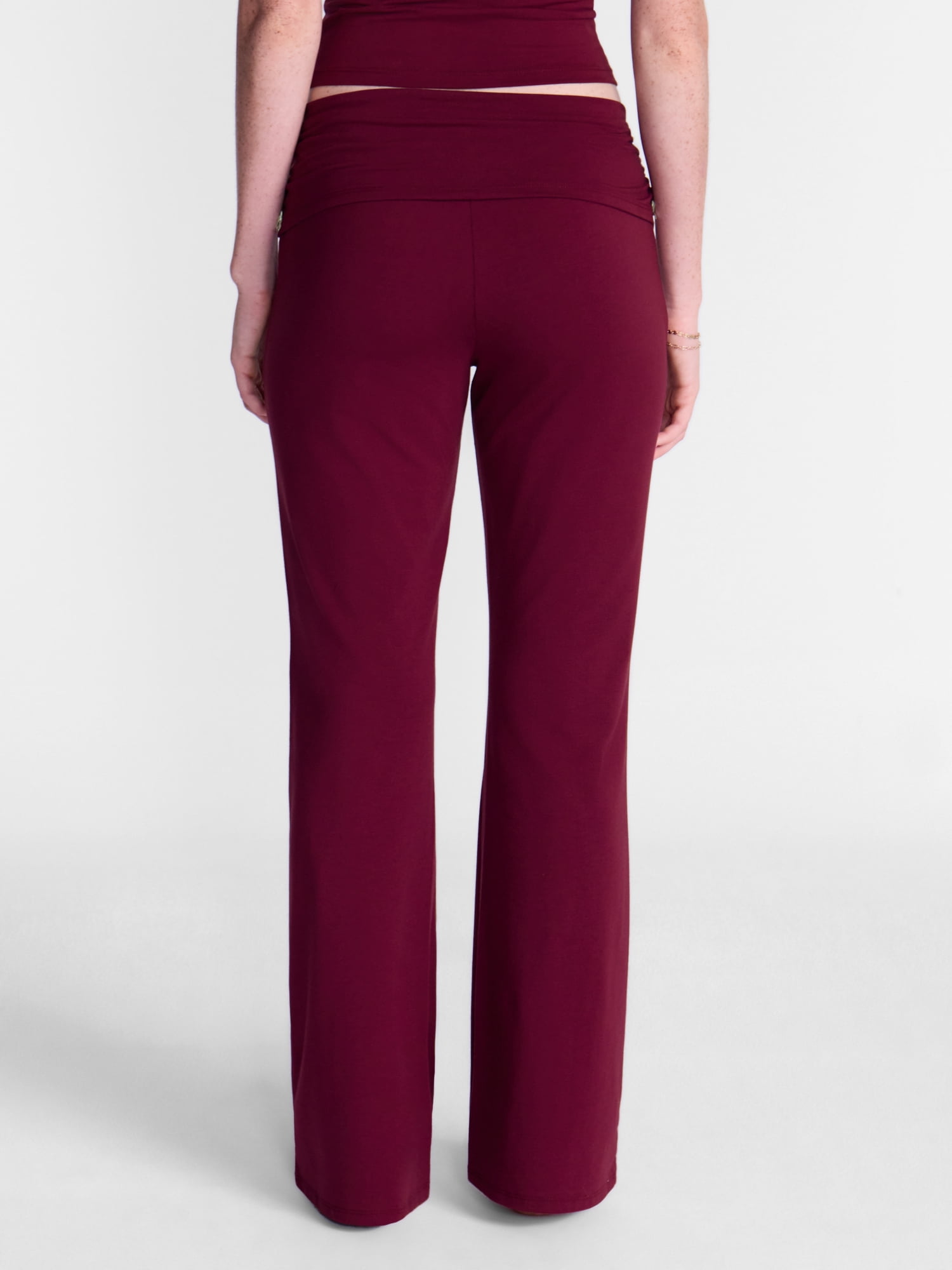 No Boundaries Cotton Blend Jersey Sleep Foldover Pants, 31'' Inseam, Women’s XXS-3X
