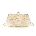 thumbnail image 4 of Luxurious Rose Silk Evening Clutches Bag with Detachable Chain for Formal Event Elegant Pearls Chain Satins Handbag, 4 of 8