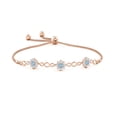 thumbnail image 2 of ANGARA Natural Infinity Aquamarine Station Bolo Bracelet with Floral Halo in 14K Rose Gold for Women (Size-3mm) | March Birthstone, Anniversary, Jewelry Gift for Women | Natural Aquamarine Bracelet, 2 of 7