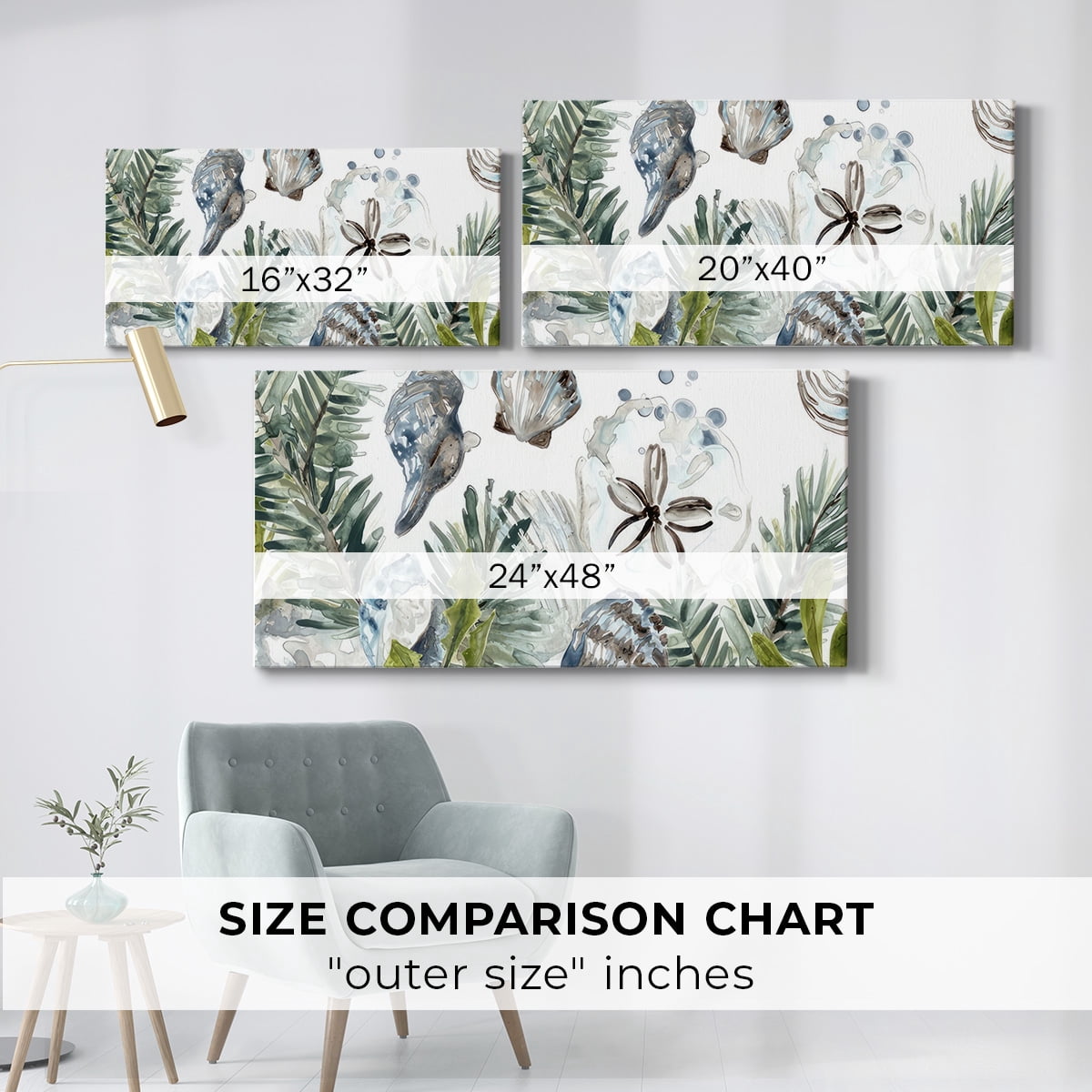 Coastal Christmas Shell Collection D- Gallery Wrapped Canvas