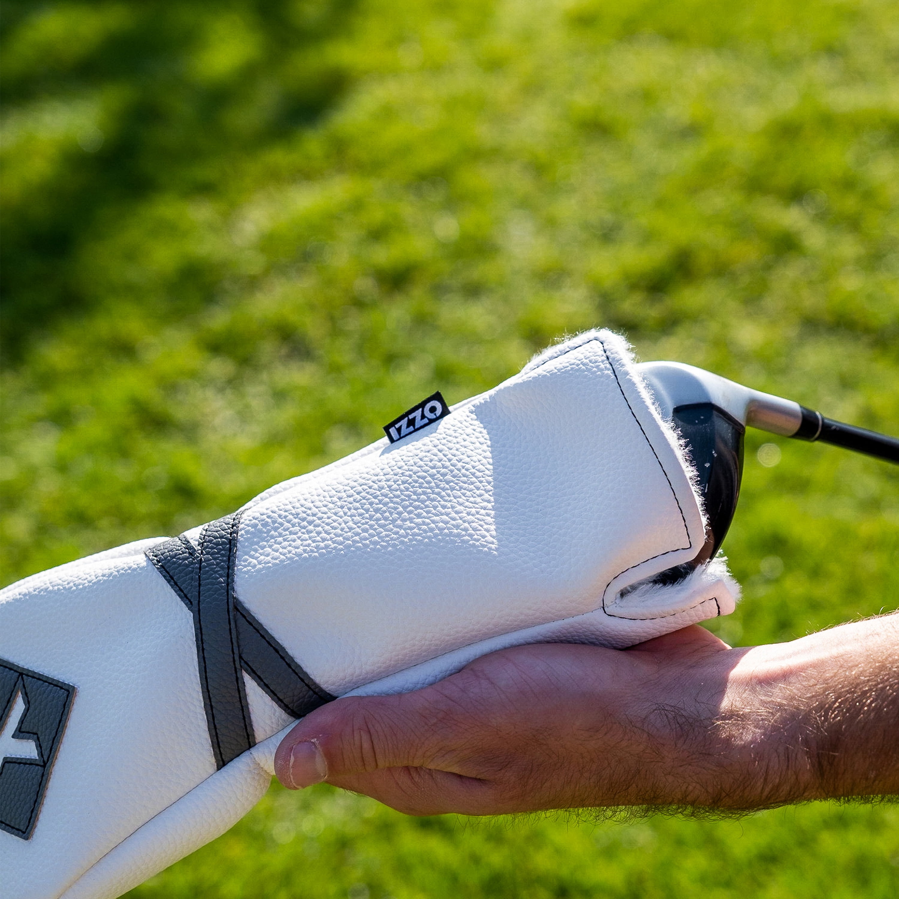 Izzo Golf Fairway Wood Club Headcover, White/Gray