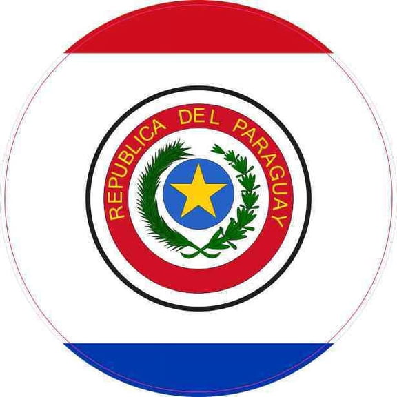 4in x 4in Round Paraguay Flag Sticker Vinyl Vehicle Decal Travel Stickers