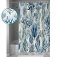 thumbnail image 3 of Small Stall Shower Curtain 36x78 Inch Narrow Half Size Blue Green Botanical Art Bath Curtains Bathroom Decor Watercolor Leaf Elegant Pastoral Waterproof Fabric Shower Curtain Set with Hooks 36 Inch, 3 of 6