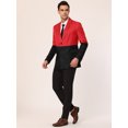 thumbnail image 4 of Lars Amadeus Vestido de hombre Slim Fit Blazer Botón de bloque de color Traje formal Abrigo deportivo negro rojo XXL Unique Bargains Blazer, 4 of 6