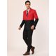 thumbnail image 4 of Lars Amadeus Vestido de hombre Slim Fit Blazer Botón de bloque de color Traje formal Abrigo deportivo negro rojo M Unique Bargains Blazer, 4 of 6