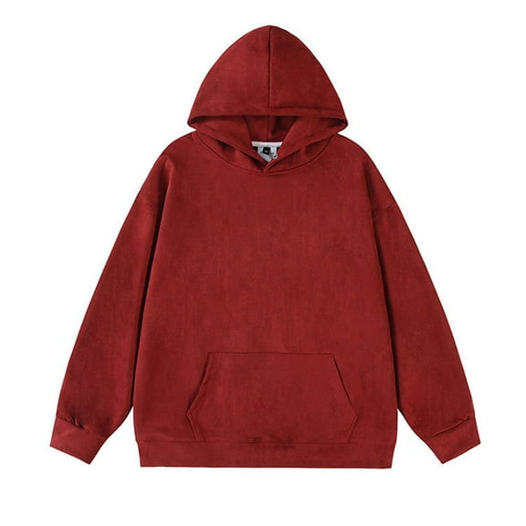 Solid Hooded Sweatshirt for Women Plus Size Long Sleeve Pullover Loose Casual Tops with Pockets