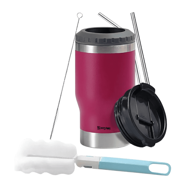 Portalatas Bloosom De Cerveza De Acero Inoxidable Vaso Térmico 14oz Rosa Roja
