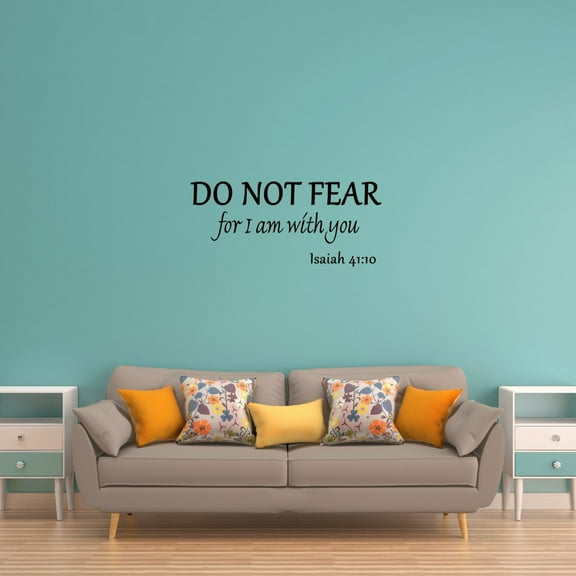 VWAQ Do Not Fear for I am with You Isaiah 41:10 Bible Verse Wall Quote Christian Matte Black Vinyl Wall Decal (10"H x 22"W)