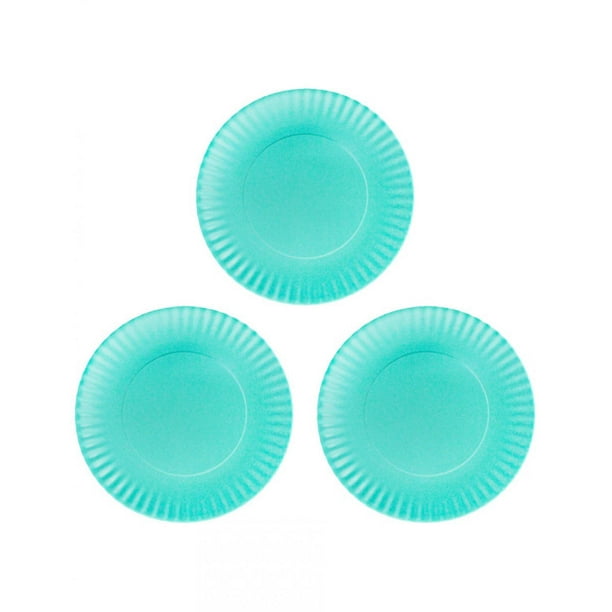 Juego 3 Platos Galerias El Triunfo De Melamina Turquesa Diseño Carton 27.5cm