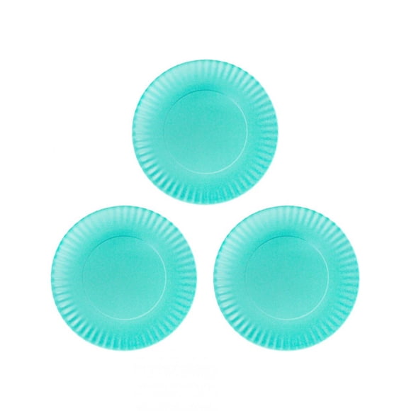 Juego 3 Platos Galerias El Triunfo De Melamina Turquesa Diseño Carton 27.5cm