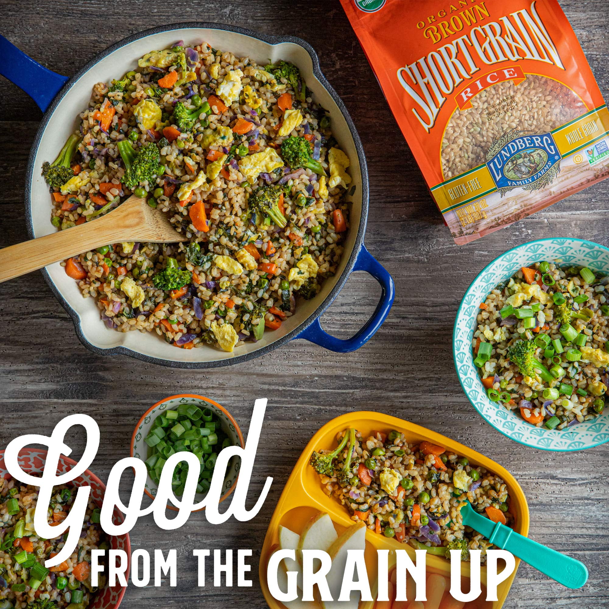 Lundberg Family Farms - Organic Brown Short Grain Rice, Subtle Nutty Aroma, Clings When Cooked, 100% Whole Grain, High Fiber, Pantry Staple, USDA Certified Organic, Gluten-Free, Non-GMO, Vegan (25 lb)