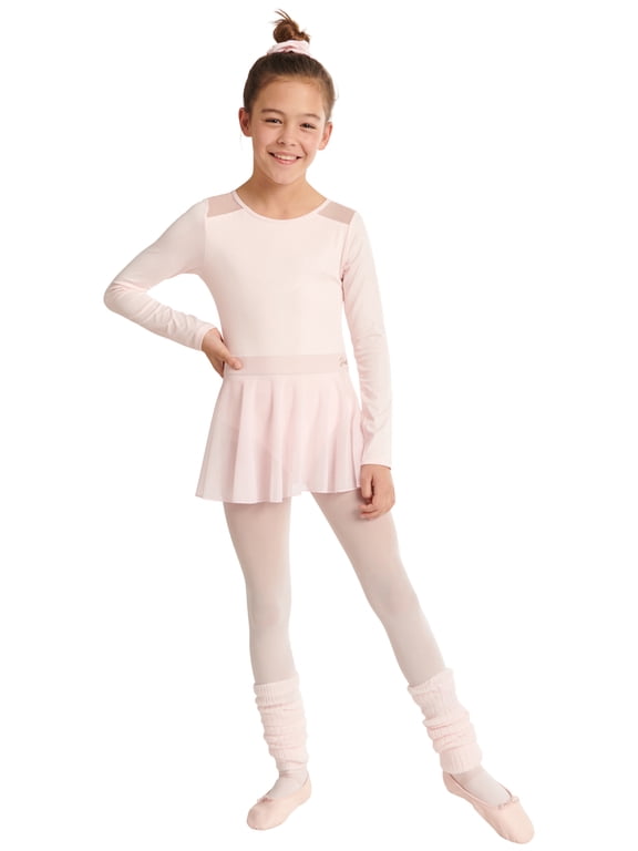 Long Sleeve Gymnastics and Dance Leotard for Girls with Mesh Inserts, Sizes XS-XL