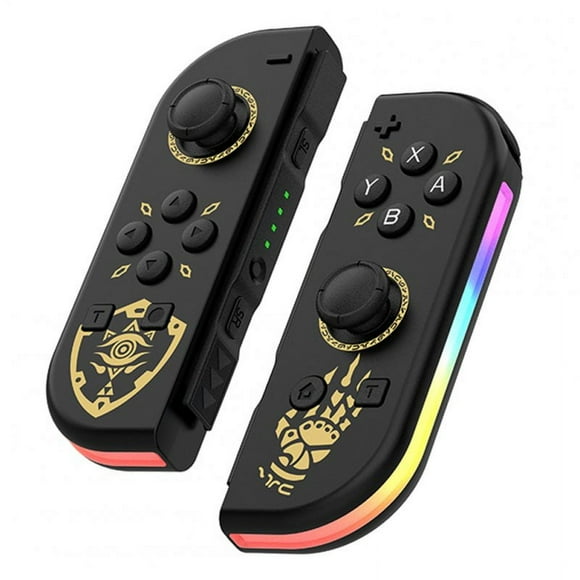Games Controller Wireless Color Rgb Lighting Game Console Handheld Console with Dual Vibration Black Gold