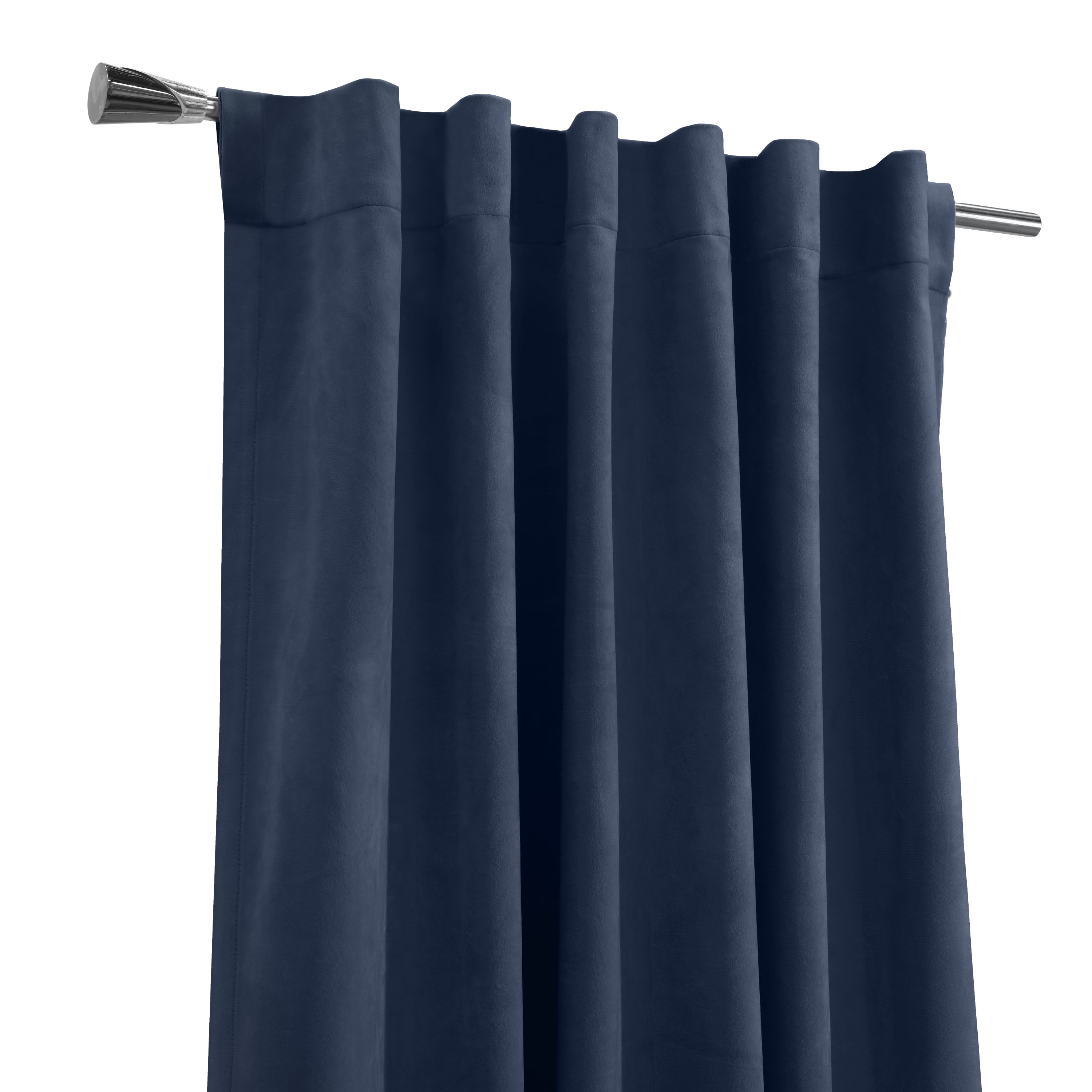 Savannah Room Darkening Velvet Dual Header Curtain Panel 50" x 84" in Dark Blue