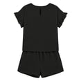 thumbnail image 4 of WAYUTE Womens Shorts Set Casual Summer Solid Color Ruffle Flowy 2 Piece Outfit Top and Drawstring Shorts Beach Holiday Outfit Sets, 4 of 5