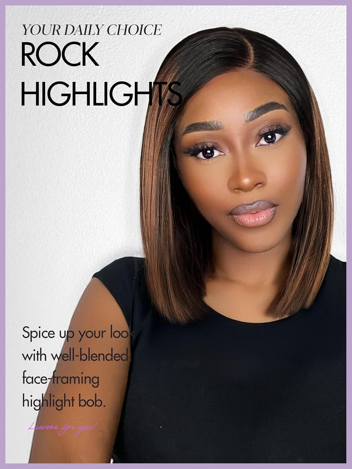 LUVME HD Lace Front 12" Bob Wig 100% Human Hair Glueless 200% Density Brown Pre Plucked Natural Color Straight for Women