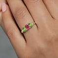 thumbnail image 4 of Gem Stone King 925 Silver and 10K Yellow Gold Oval Pink Tourmaline Green Peridot and White Lab Grown Diamond Women Ring (1.50 Cttw, Gemstone Birthstone, Size 8), 4 of 4