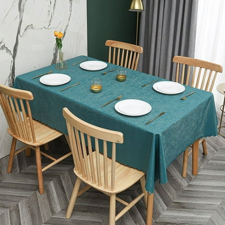 

Nanbowan PVC Thickening Texture Table Cloth Rectangle Waterproof Oil Proof Rectangle Plastic Party Tablecloth Heavy Duty Stainproof Table Cover Pine Branch Green-63*78.7in