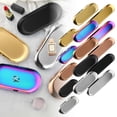 thumbnail image 2 of Gold Trinket Tray Oval Stainless Steel Small Serving Trays Towel Storage Dish Plate Tea Fruit Trays Jewelry Plate Decorative Storage Tray,Oval Colorful Tray 18*8.5, 2 of 6