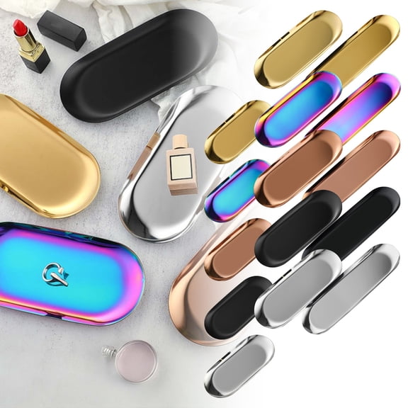 Cyenie Oval Stainless Steel Trinket Tray Gold 23X9.5cm, Small Serving Dish for Jewelry Perfume Keys Home Bathroom Vanity Organizer