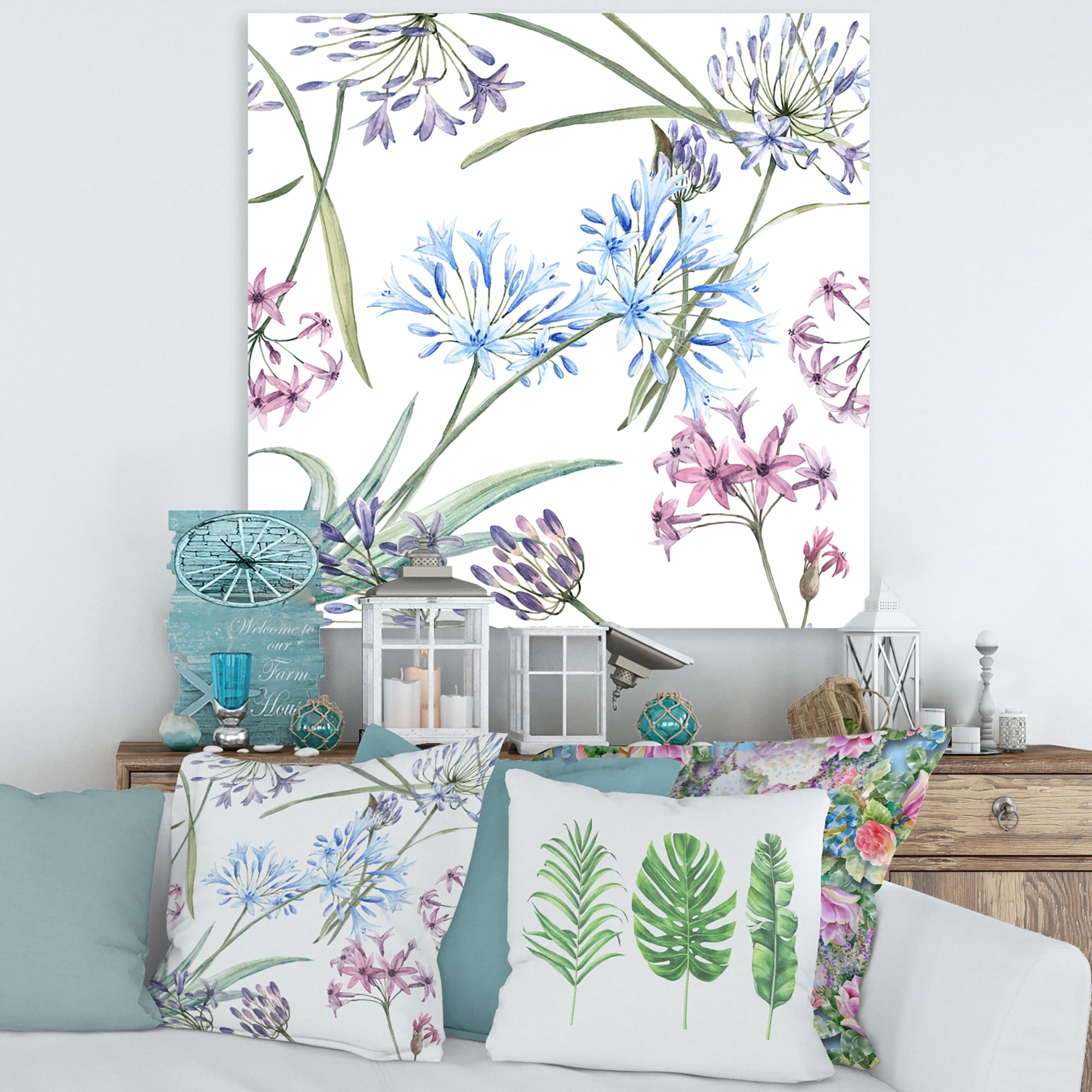 Vibrant Summer Wildflowers On White II 30 in x 30 in Painting Canvas Art Print, by Designart