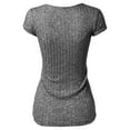 thumbnail image 2 of FashionOutfit Women's Zipper Front Rib Knit Short Sleeve Shirt, 2 of 3