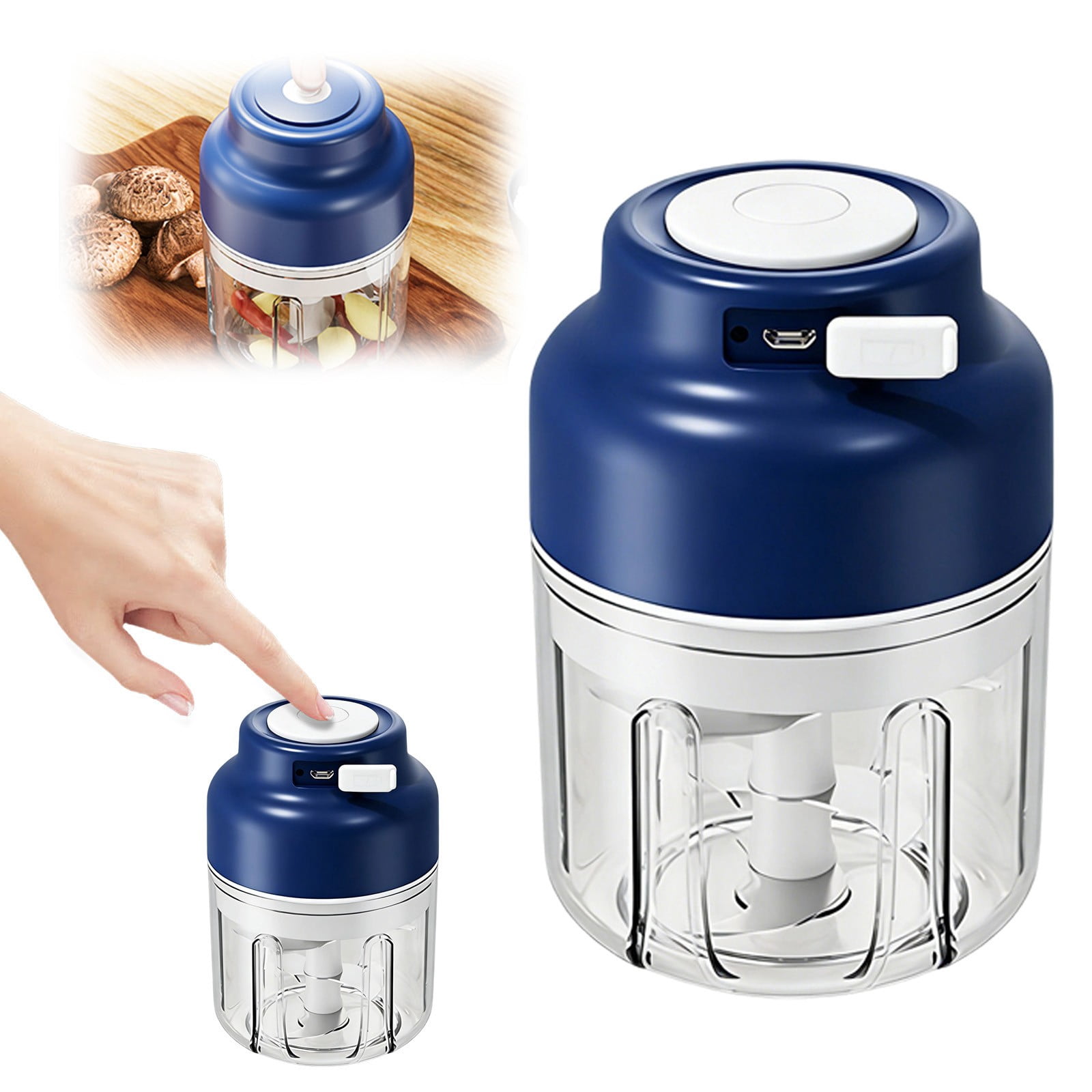 XKHZJL Electric Garlic Chopper, Mini Portable Veggie Chopper USB Charging Wireless Food Processor, Upgrade Electric Mini Garlic Chopper Set Wireless Veggie Grinder